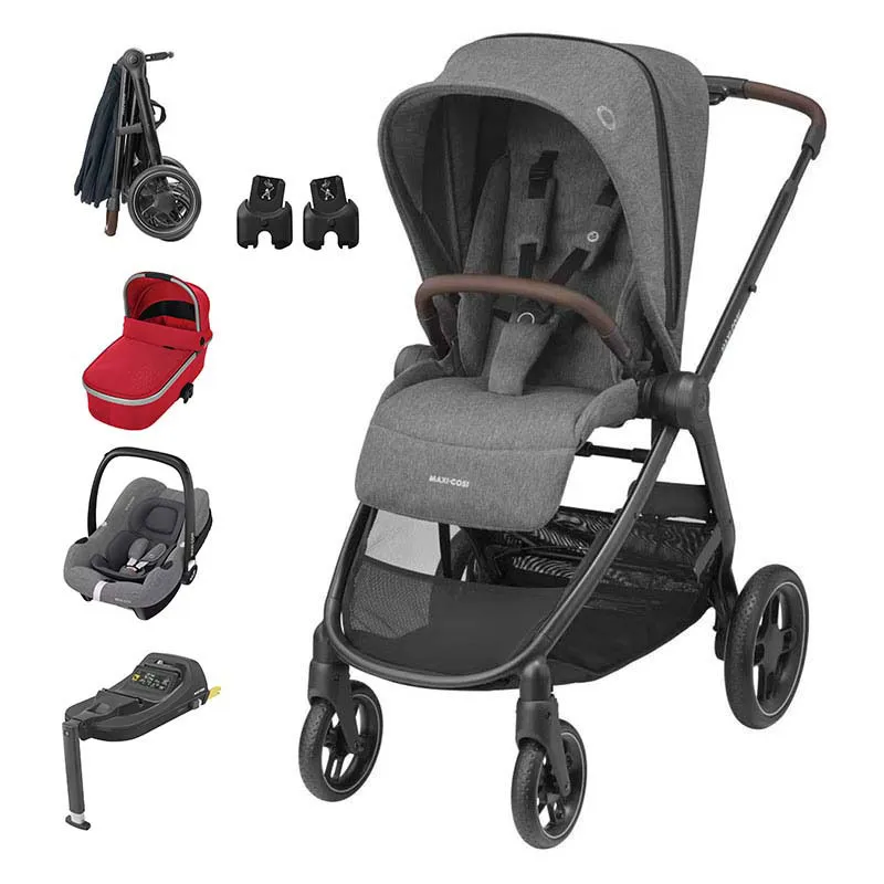 Trio Poussette Compacte Street + Cosi Cabriofix + Base + Nacelle Oria + Adaptateurs Grey - 0m+-0