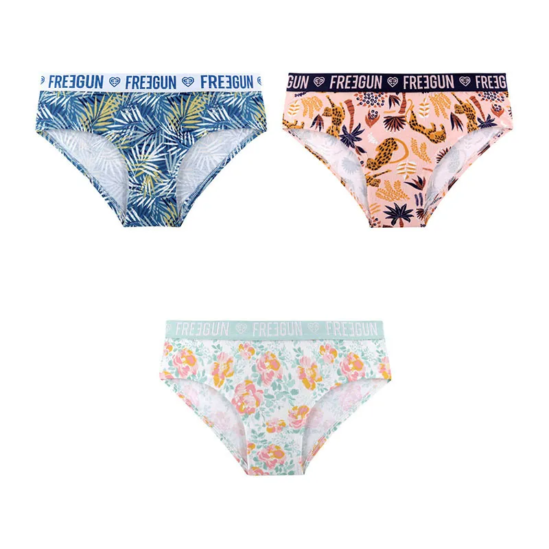 3 Culottes Femme Coton Freegun - Bleu/Rose/Vert-1