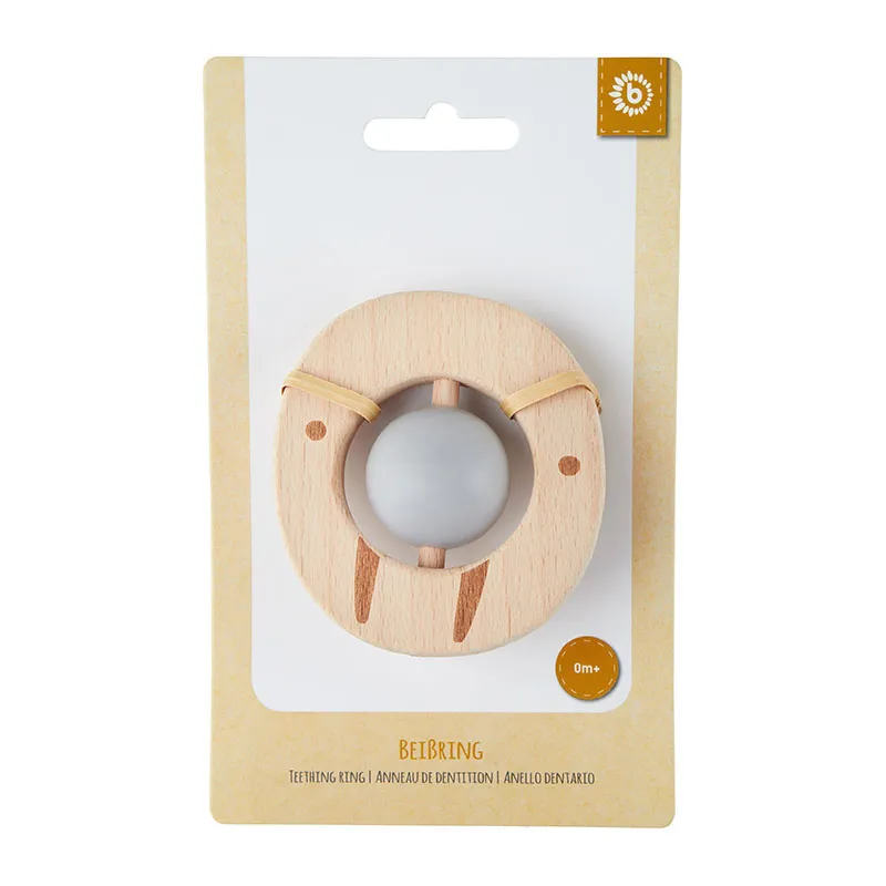 Anneau de dentition Bois/Silicone Écureuil - 0m+-7