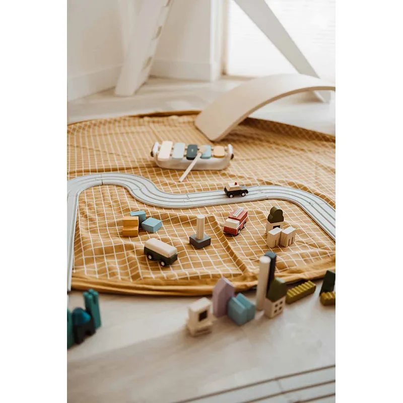 Sac à jouets 2en1 Grilles Moutarde - ø140cm-12
