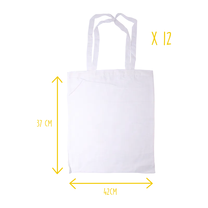 Sacs coton à décorer Blanc 37x42cm 12pcs - 3+-0