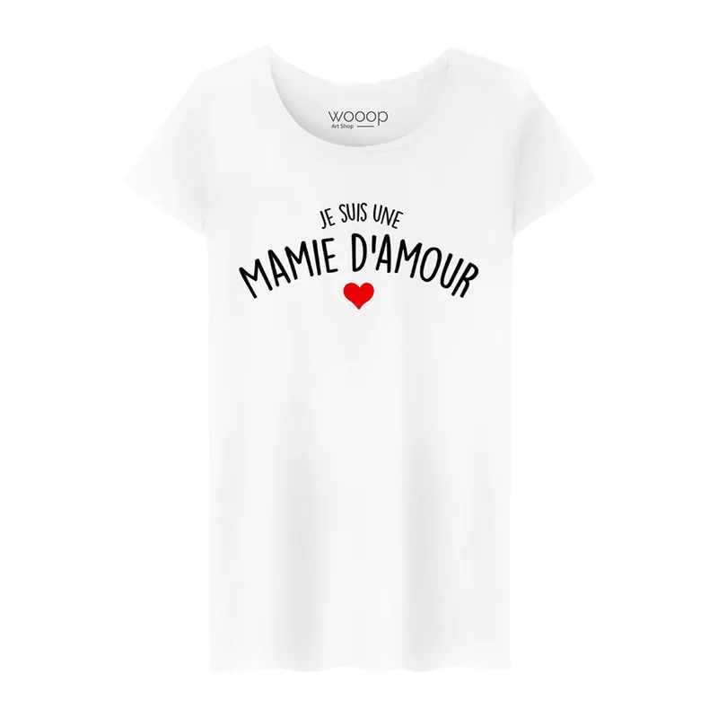T-shirt Femme Je suis une mamie d'amour BIO woop - Blanc-0