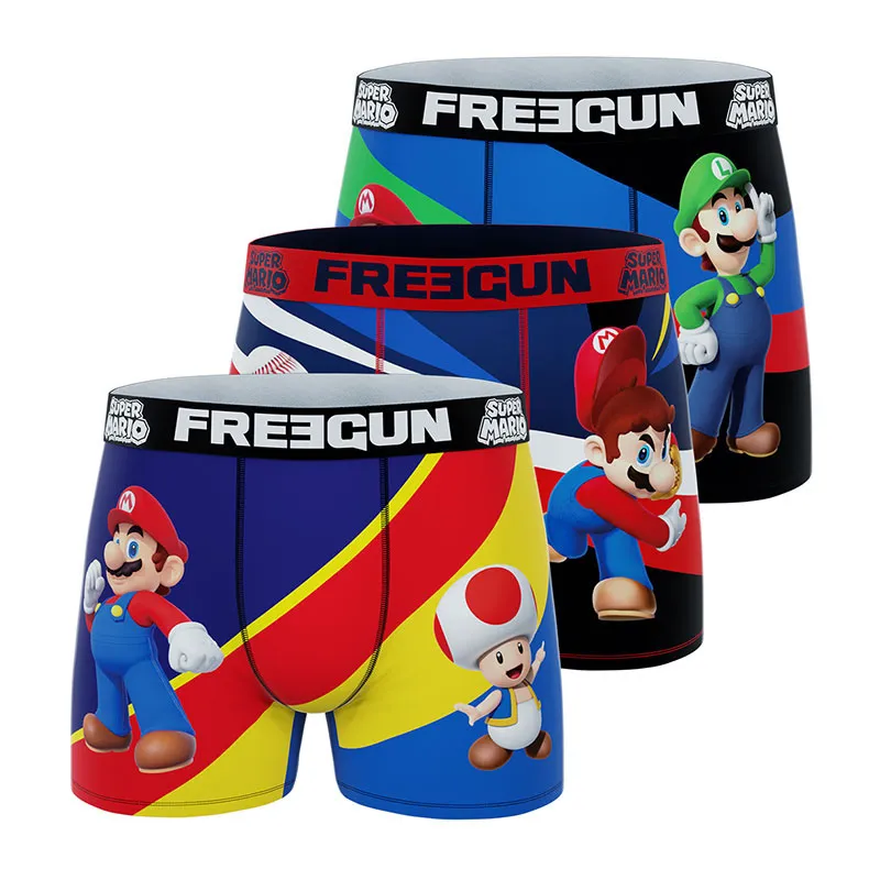 3 Boxers Garçon Super Mario Bros - Rouge/Bleu/Noir/Jaune-0