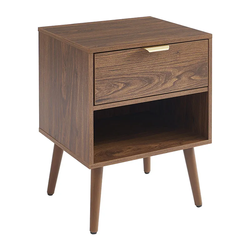 2 Tables de chevet Jeanne effet Noyer - 40x29,5x50cm-2
