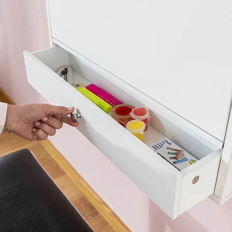 Bureau Mural Rabattable Blanc - 60x50x50cm-8