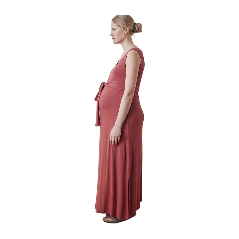 Robe longue de grossesse - Rouge-1