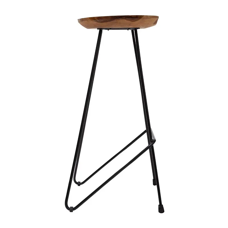 Tabouret de bar métal Noir/Teck - 38,2x39,5x75,2cm-4