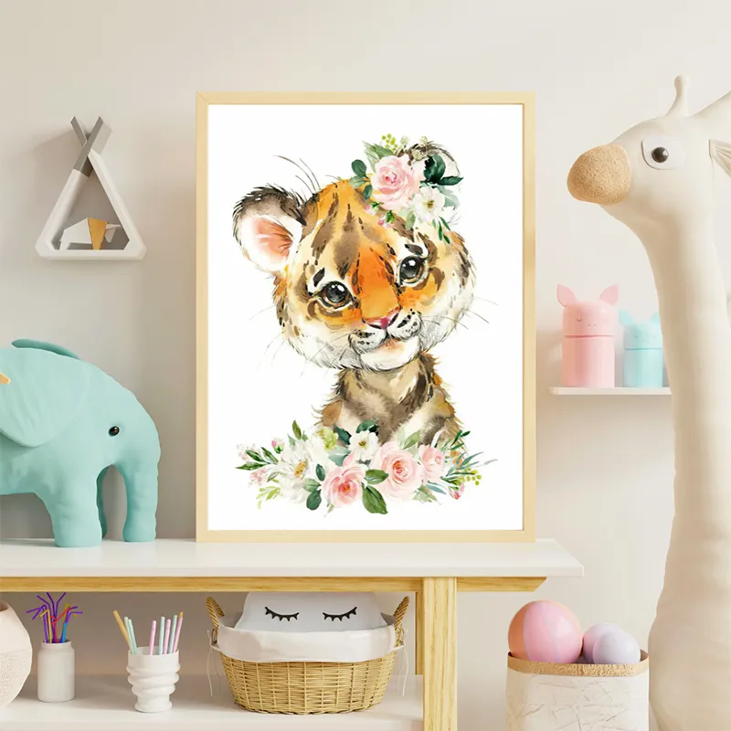 Toile Tigre & Fleurs - 30x40cm-0