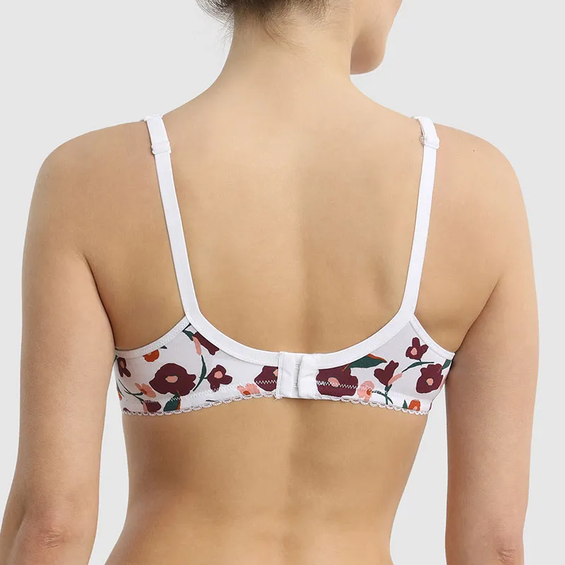 Soutien-gorge Coton Fleurs Femme - Blanc/Automnal-1