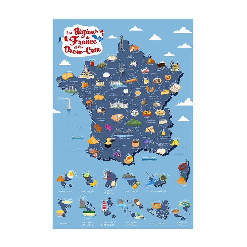 Carte à gratter Régions de France - 60x70x40cm-0