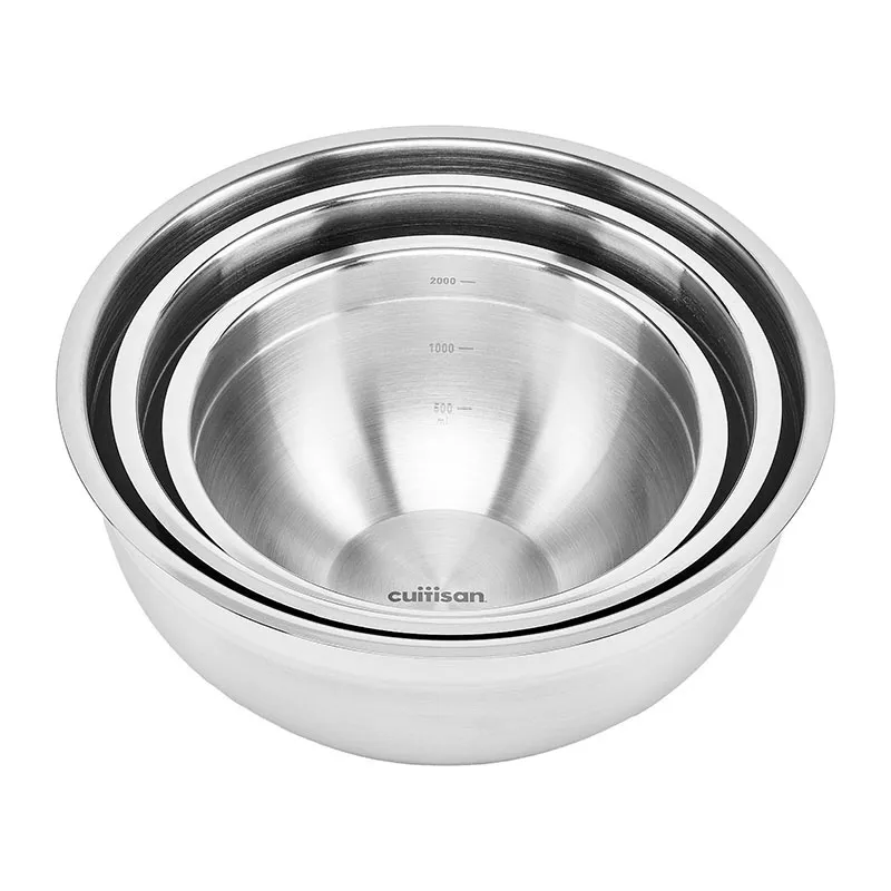 3 Bols ronds acier inox - 2000/3000/4000ml - GLASSLOCK-0