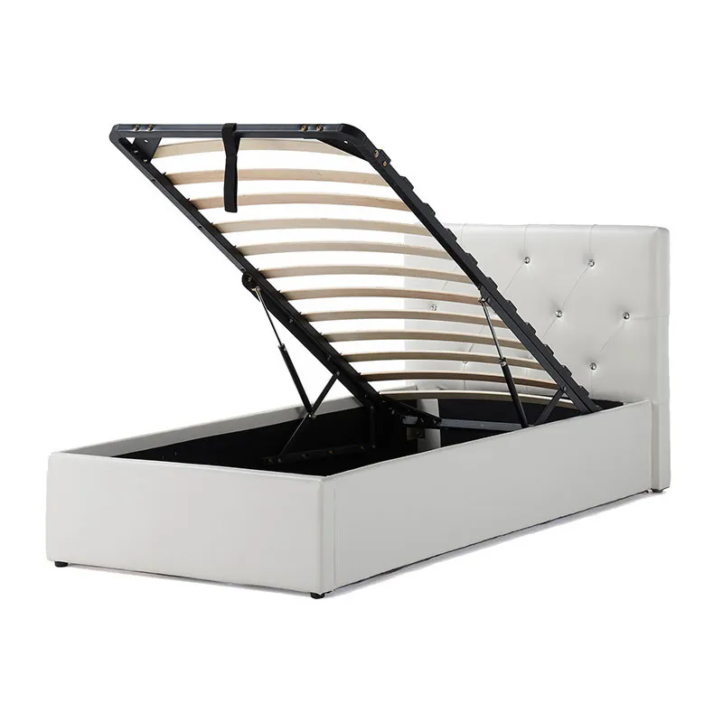 Lit coffre + sommier Bahia Blanc - 90x190cm-1