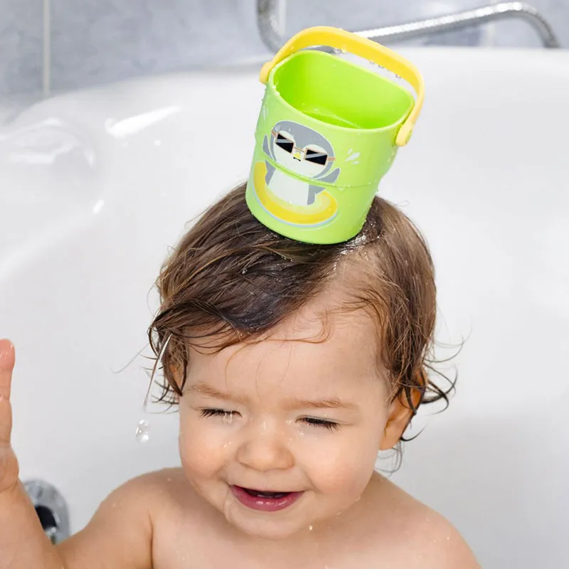 3 Mini Seaux de bain Corail/Vert/Bleu - 6m+-2