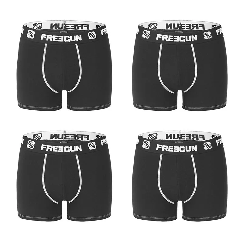 4 Boxers Homme Freegun - Noir/Blanc-1