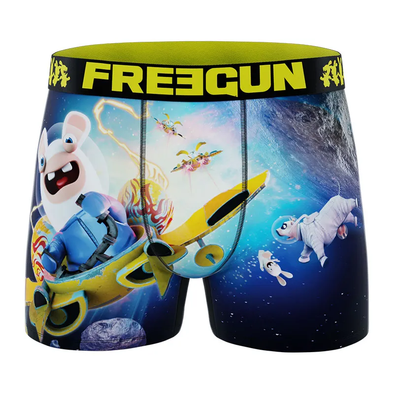4 Boxers Homme Lapins Crétins - Bleu/Jaune/Noir/Blanc-4