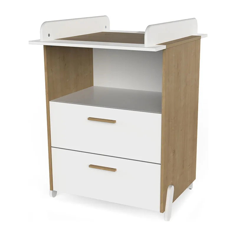 Chambre Duo Lit Bébé Naili + Commode à langer avec plan 2 tiroirs - 60x120cm-9