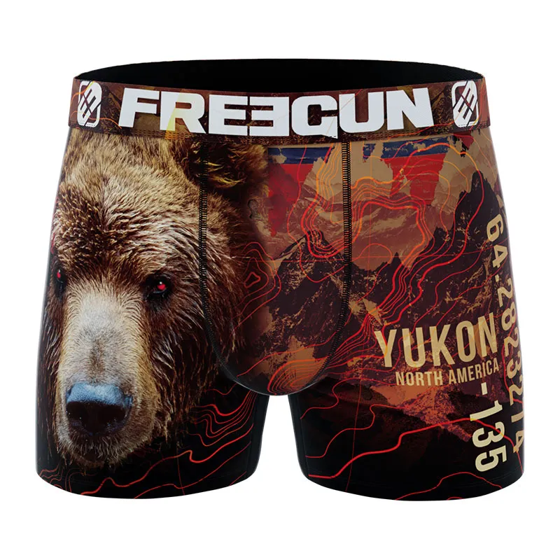 4 Boxers polyester recyclé Homme Animal Sauvage - Rouge/Noir/Bleu-8