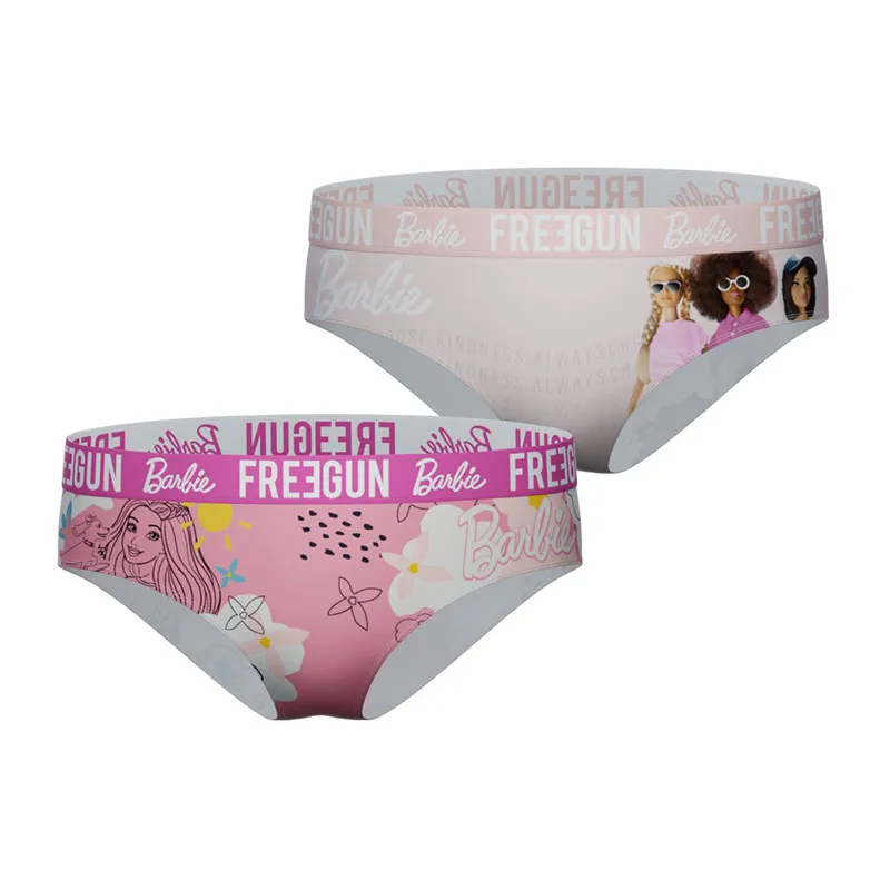 2 culottes fille Barbie - Rose/Blanc-0