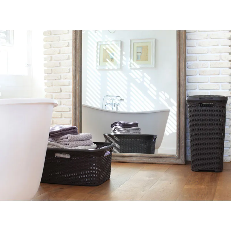 Coffre à linge tressé Chocolat - 60L-1