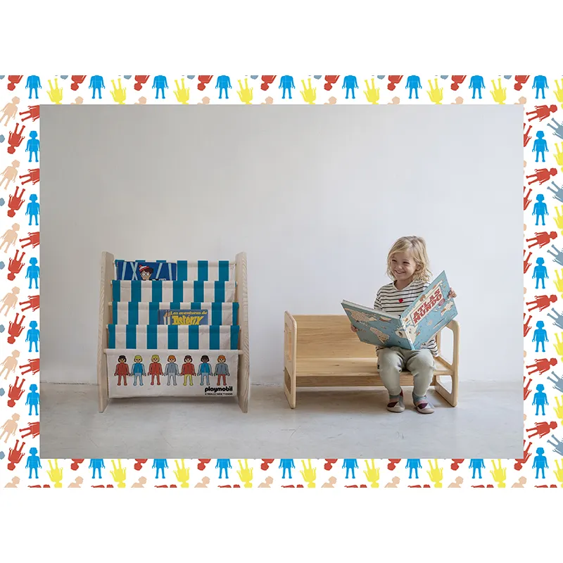 Bibliothèque en tissus Montessori Playmobil - 70x60x30cm-1