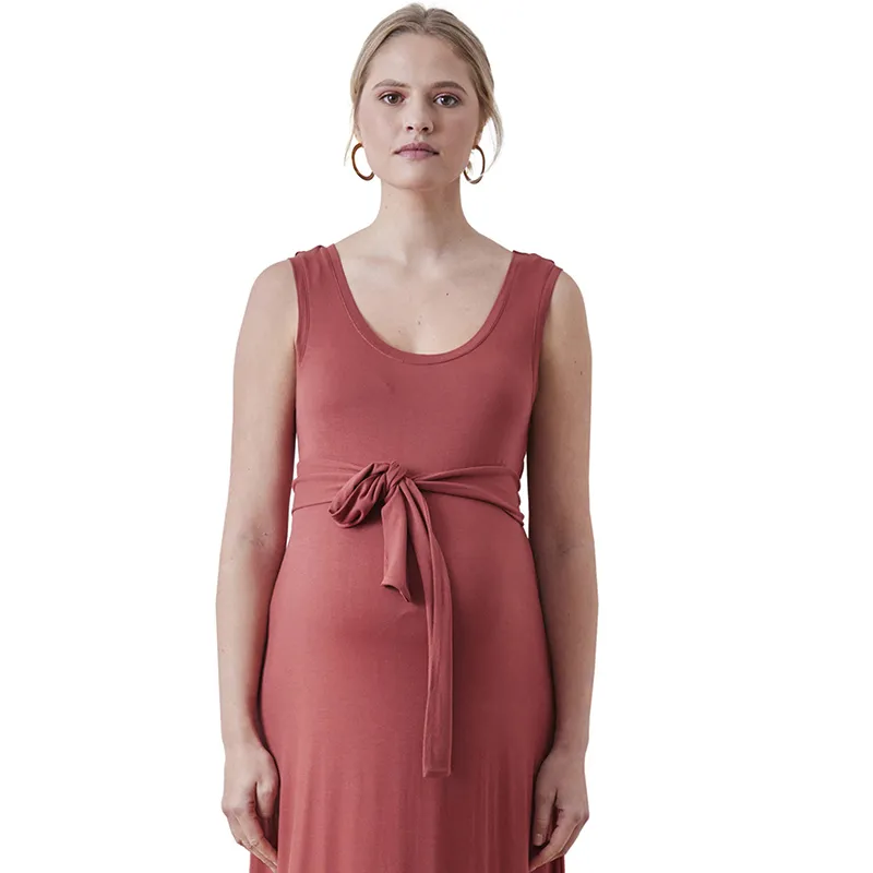 Robe longue de grossesse - Rouge-2