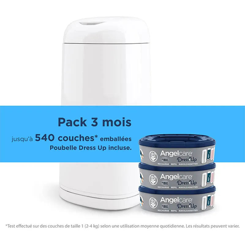 Starter pack Poubelle à couches Dress Up avec 3 recharges + 2 Housses OFFERTES Jungle/Gris-4