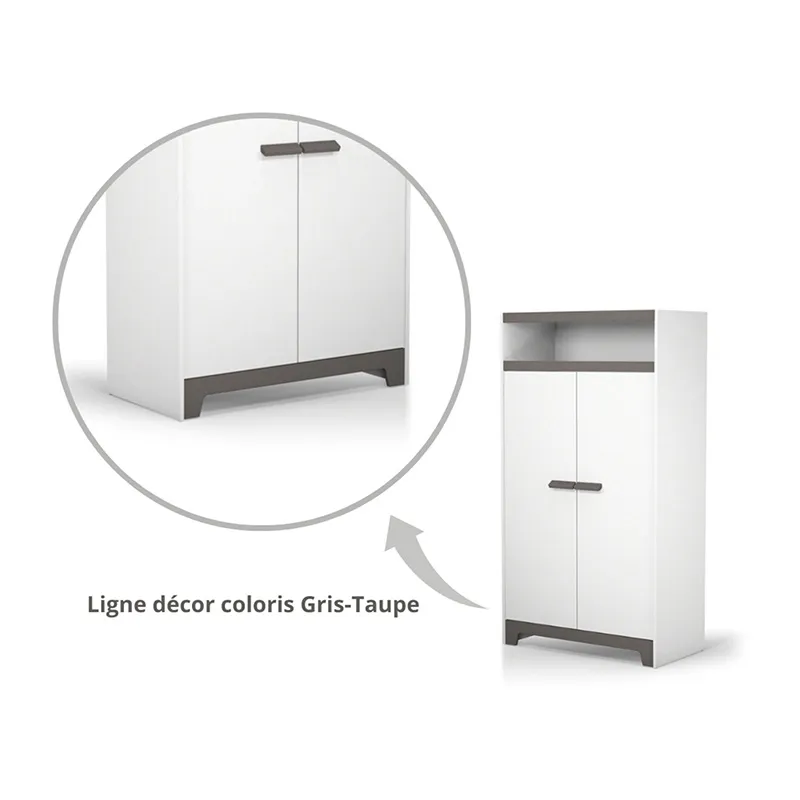 Armoire enfant 2 portes Bois Gris/Taupe - 77x8x152cm-2
