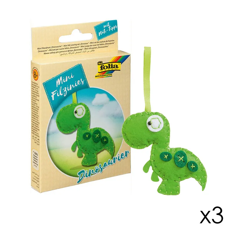 3 kits couture en feutrine Dinosaure - 12pcs - FOLIA-0
