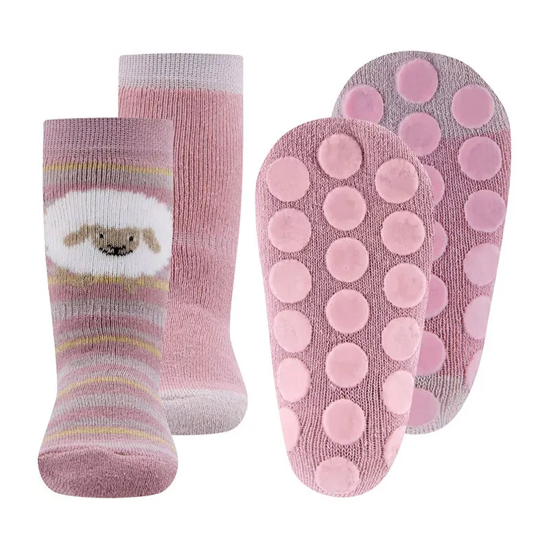 2 paires Chaussettes antidér. Mouton - Rose-0