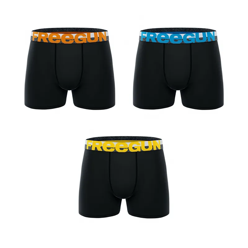 3 Boxers Homme Dynamique - Noir/Jaune/Bleu/Orange-0