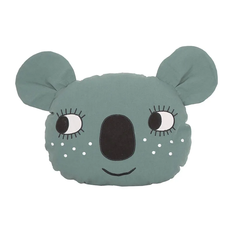 Coussin tête de Koala Coton BIO Bleu - 32x40cm-0