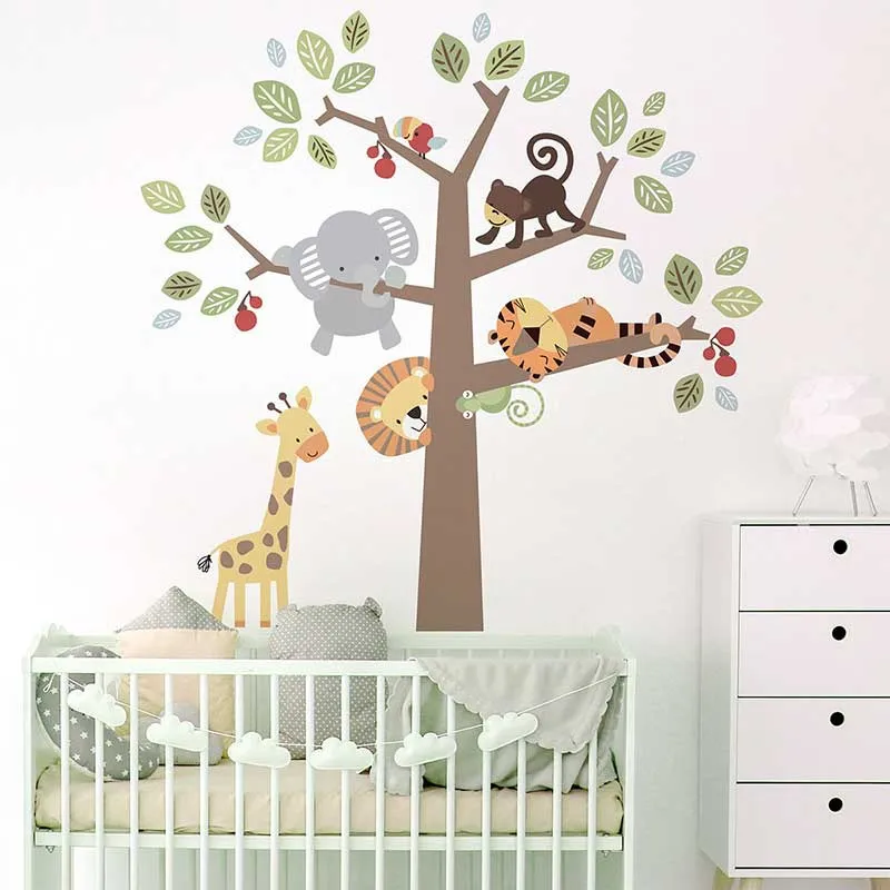 Stickers - Animaux de la jungle & Arbre des bois-2