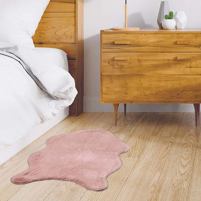 Tapis imit. fourrure poils fins Rose - 60x90 cm-1