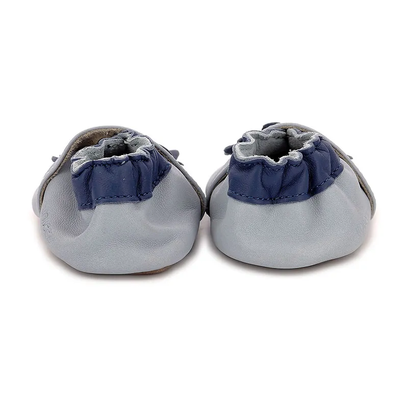 Chaussons cuir Soft Soles Lion - Bleu clair-4