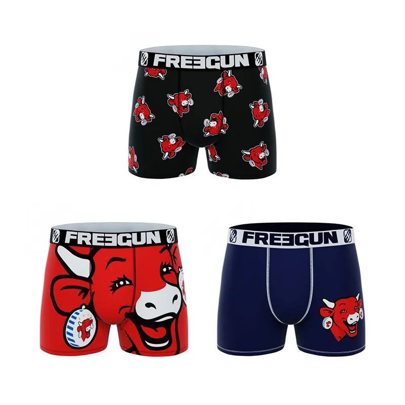 3 Boxers Homme La Vache qui Rit - Rouge/Noir-0
