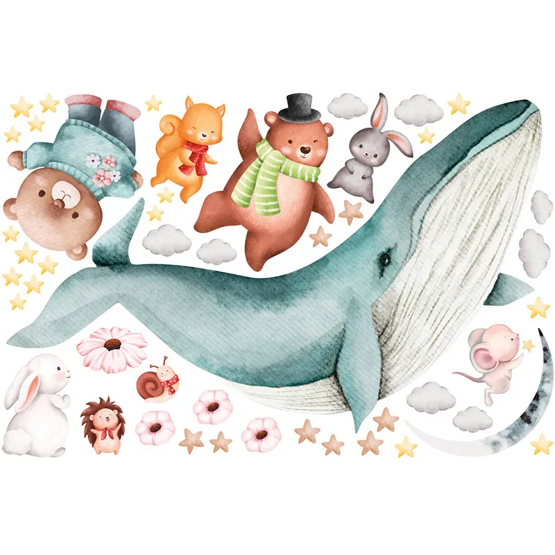 Stickers - Baleine bleue & ses amis entre les étoiles-3