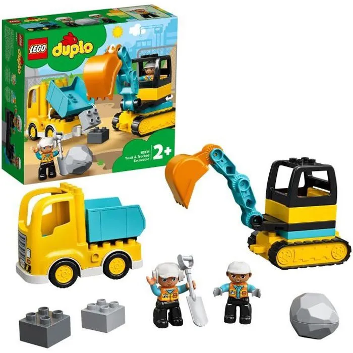 LEGO 10931 DUPLO Le Camion Et La Pelleteuse, Engin de chantier Jouet Pour Les Enfants De 2 ans et + - LEGO - BOUTIK-0