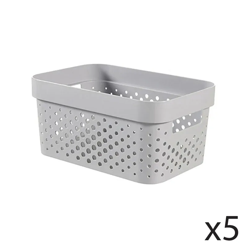 5 Paniers Infinity dots recyclé Gris clair - 4,5L-0
