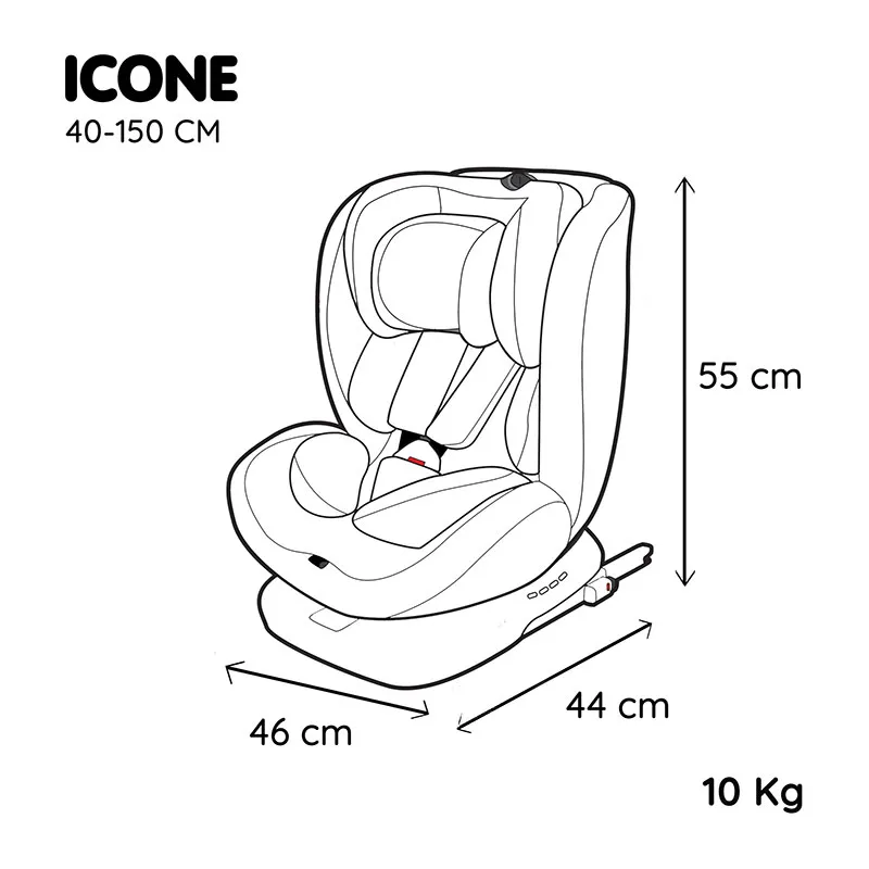 Siège-auto 360° I-Size/Isofix Icone 40-150cm - Gris-3