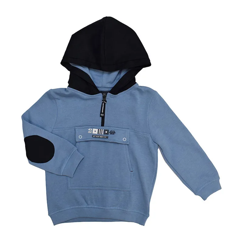 Sweat à capuche avec poche kangourou garçon Kindder - Azur-0