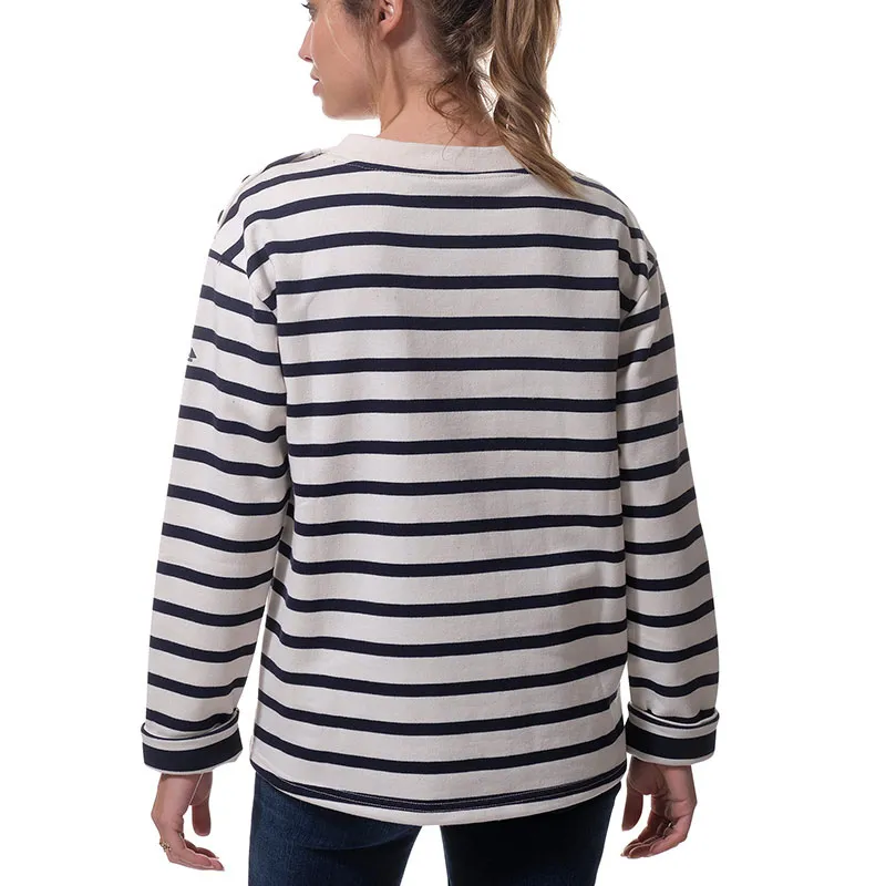 Sweat femme col rond Odamas Femme - Écru/Marine-1