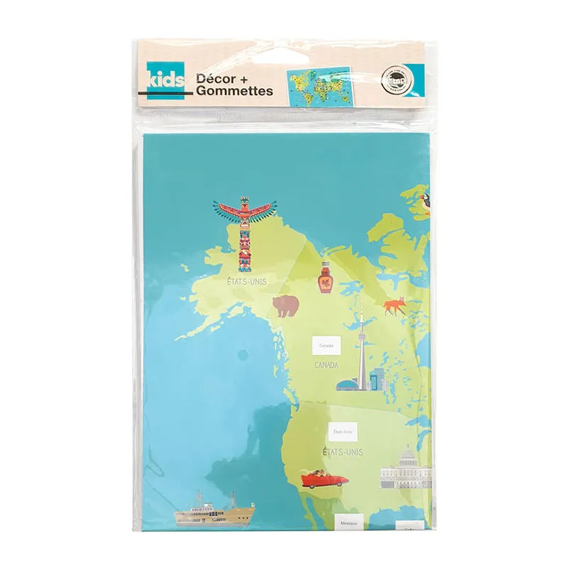 Carte du monde + stickers drapeaux - 66x44cm-1