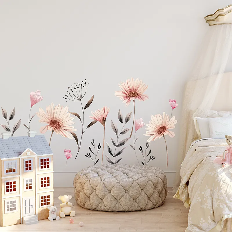 Stickers - Fleurs aquarelles Rose-1