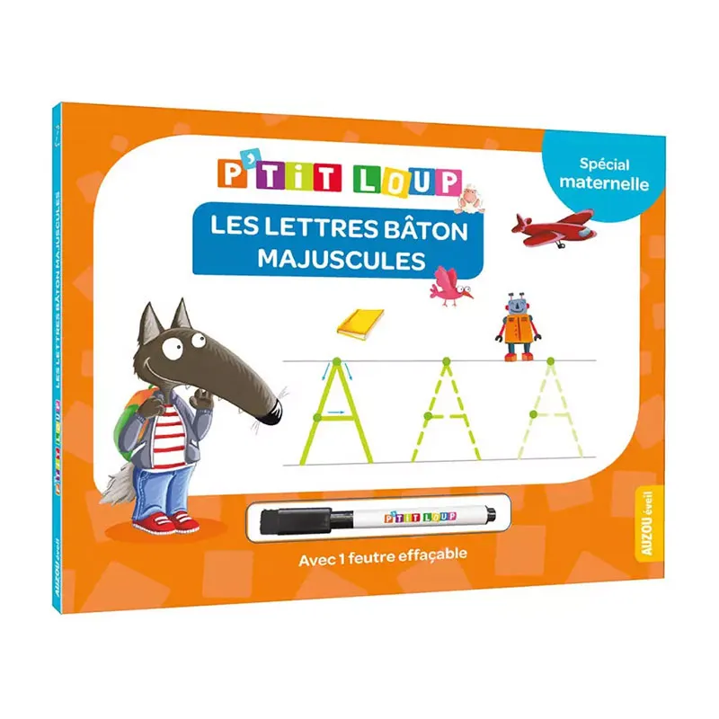 P'tit Loup Lettres bâton Majuscules + 1 feutre eff. - 24m+-0