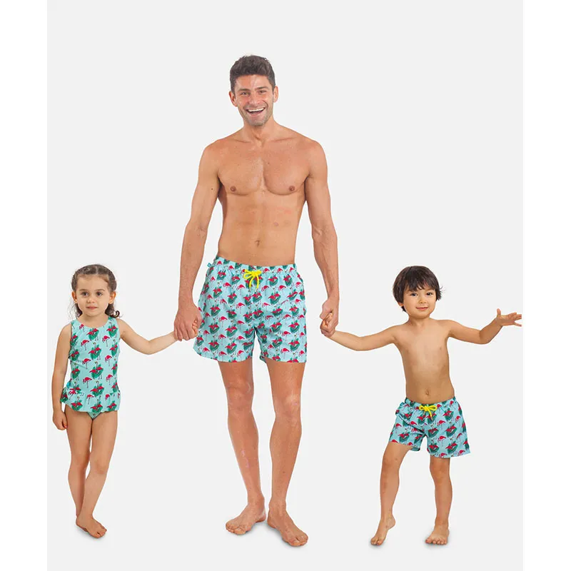 Short Maillot Adulte Anti-UV- Flamant Rose-3