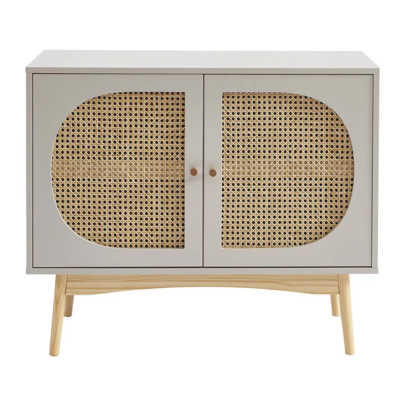 Buffet Sixtine Cannage Rotin Gris perle - 90x40x75cm-3