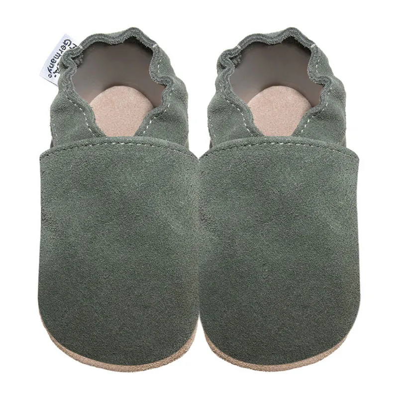 Chaussons cuir Basic - Olive-0