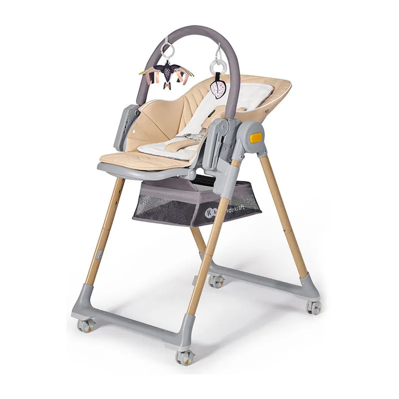 Chaise Haute Pliante Lastree Beige/Bois - 0m+-4