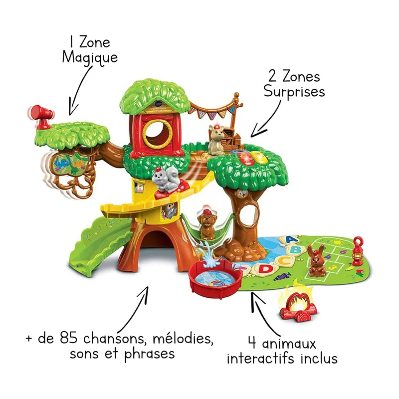 Tut Tut Animo Arbre cabane interactif + 4 Animaux - 12m+-2