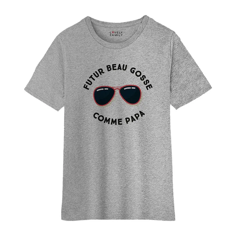T-shirt Enfant Futur beau gosse BIO - Gris Chiné-0